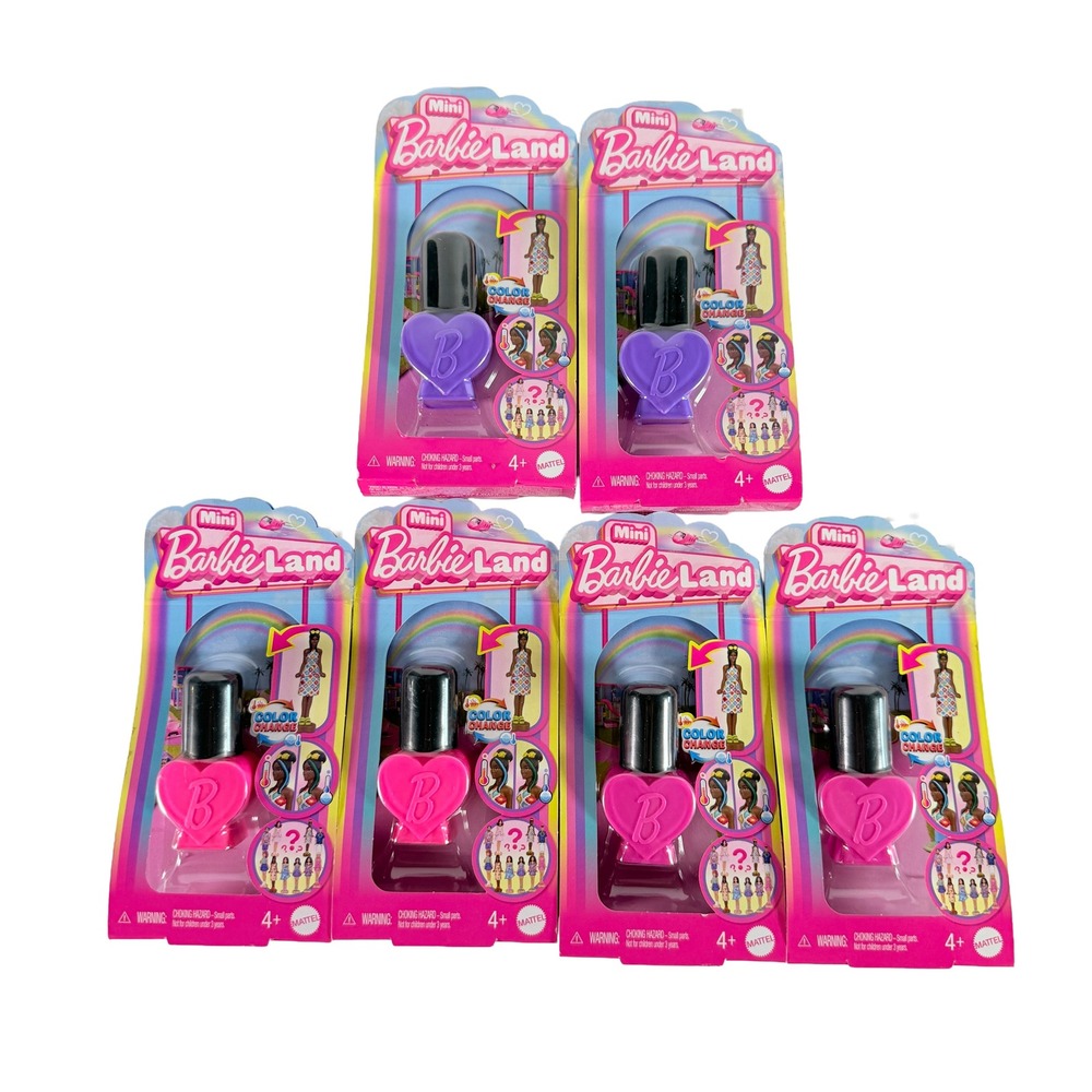 Mini BarbieLand Color Change‎ Doll Nail Polish Container Lot of 6 New